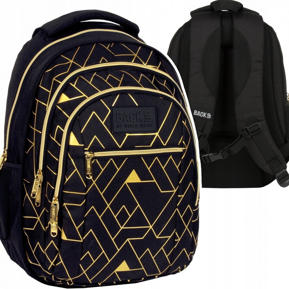 Školský batoh pre mládež BackUP 26 L s geometrickým zlatým vzorom